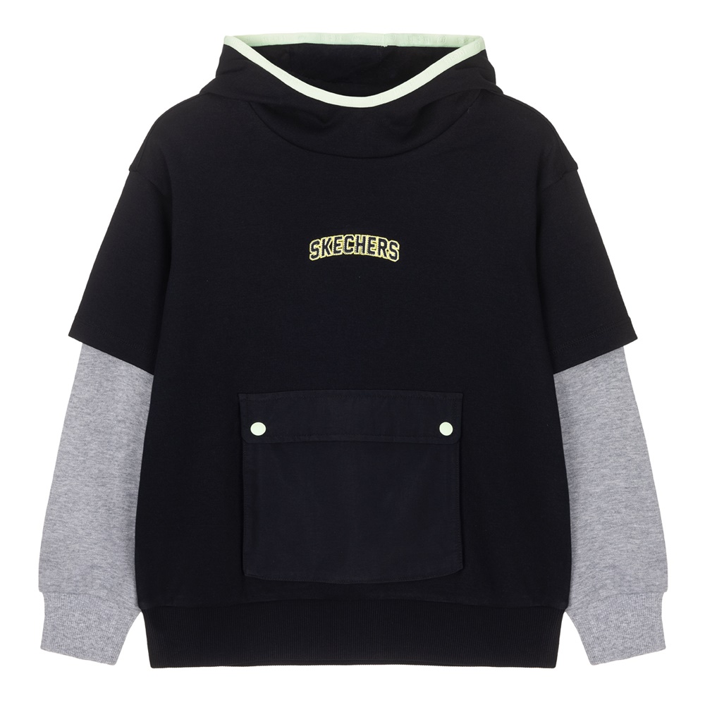 남아 레이어드 후드 티셔츠