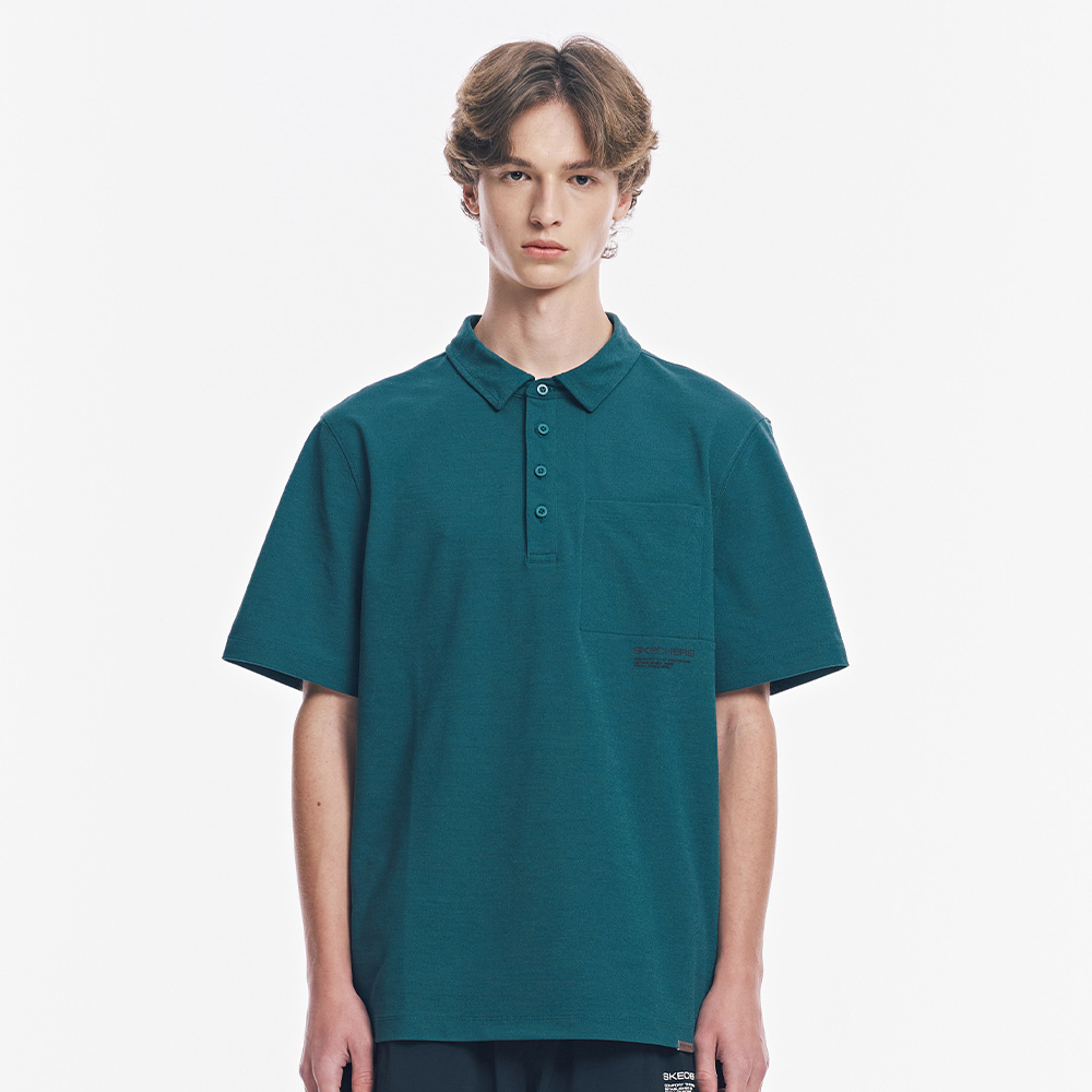 [스케쳐스 어패럴] 남성 니트 베이직 카라 티셔츠