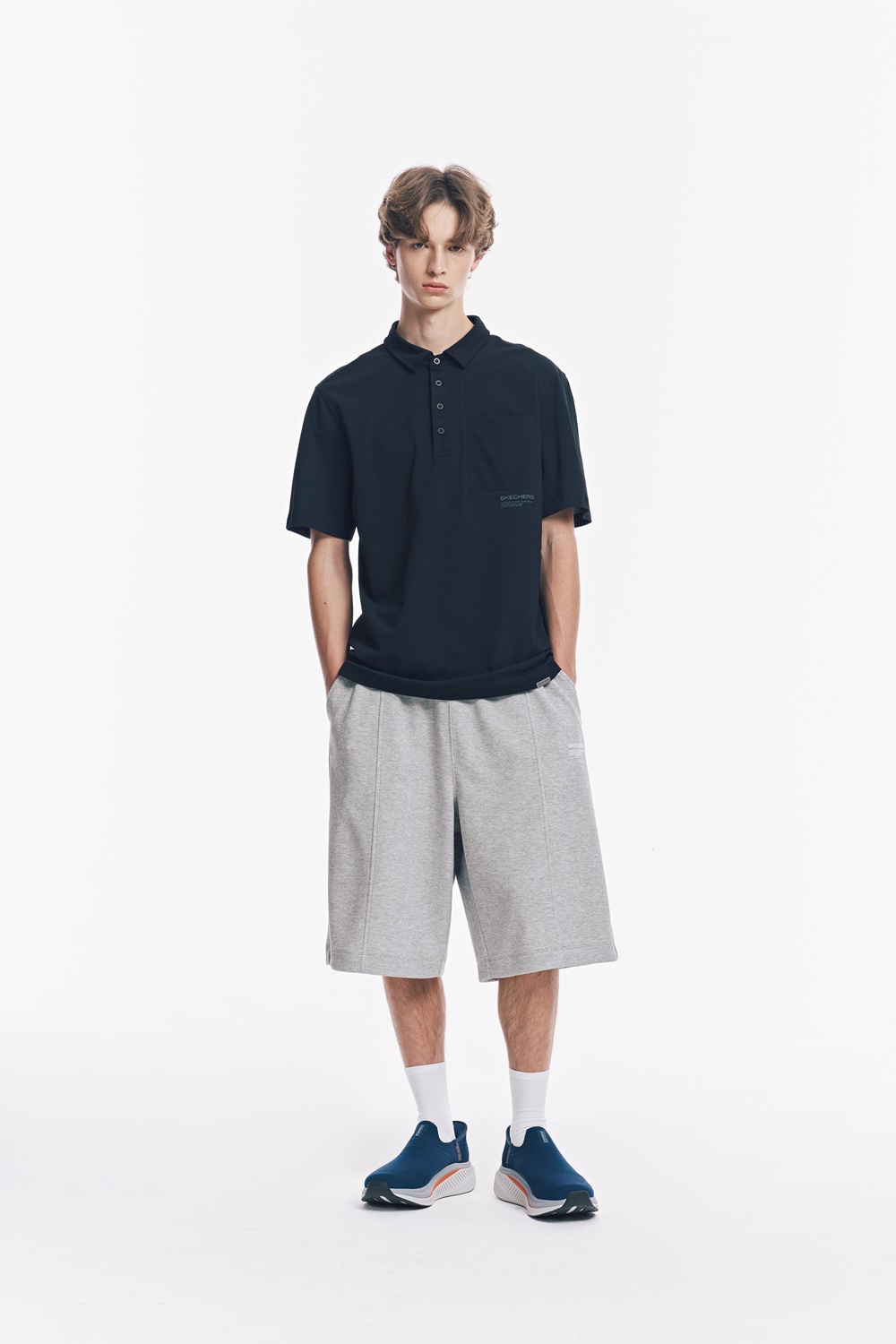 [스케쳐스 어패럴] 남성 니트 베이직 카라 티셔츠