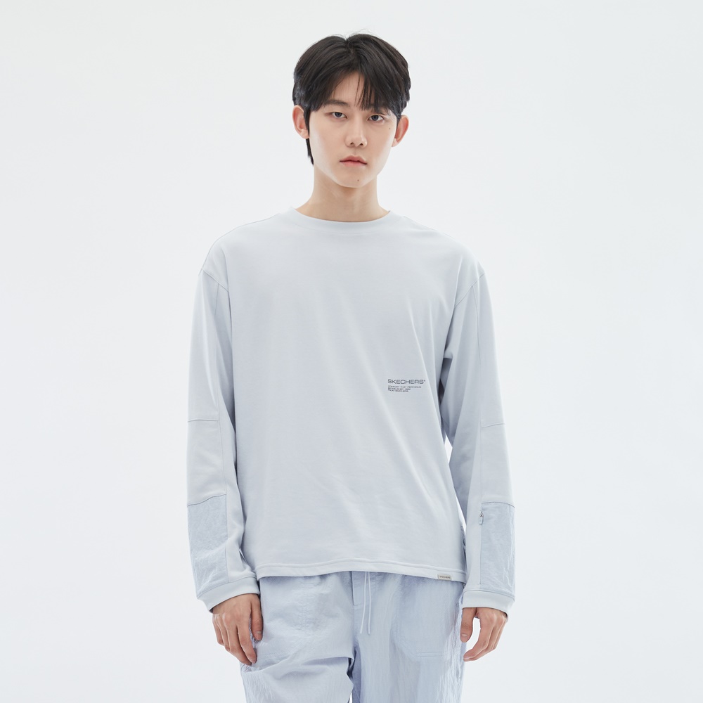 [스케쳐스 어패럴] 남성 우븐+니트 믹스 하이브리드 티셔츠