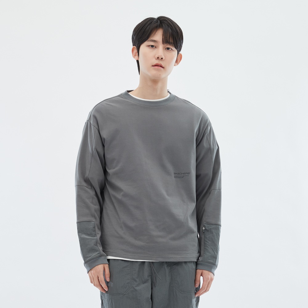 [스케쳐스 어패럴] 남성 우븐+니트 믹스 하이브리드 티셔츠