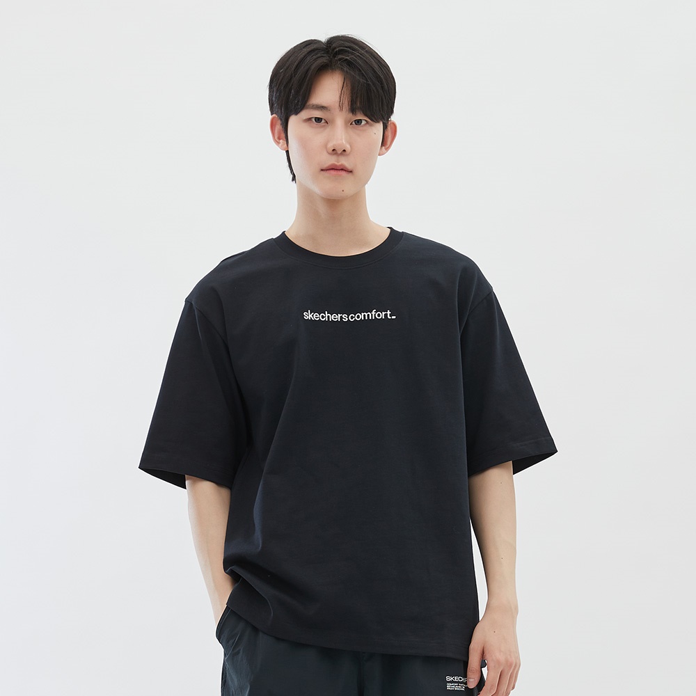 [스케쳐스 어패럴] 유니 컴포트 로고 코튼 니트 티셔츠