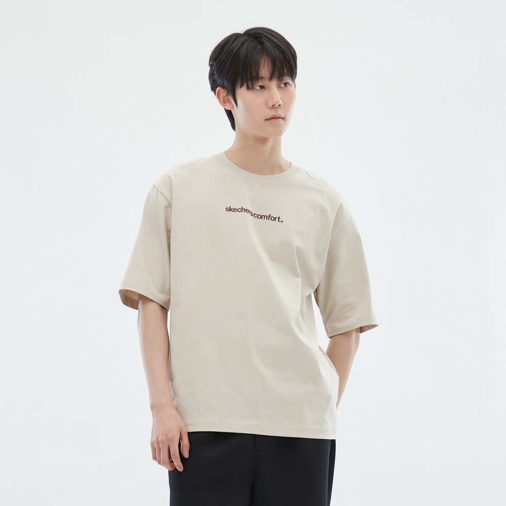 [스케쳐스 어패럴] 유니 컴포트 로고 코튼 니트 티셔츠