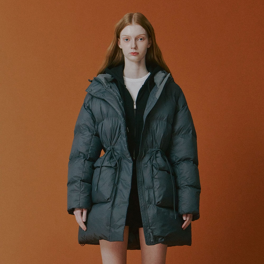 여성 후드 롱 다운 점퍼