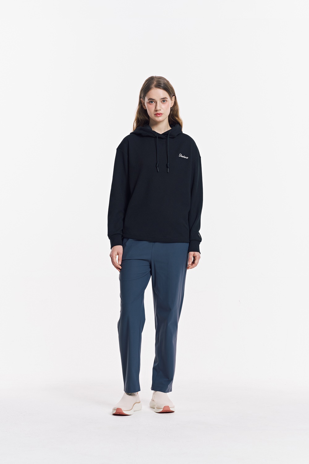 [스케쳐스 어패럴] 여성 와플 조직 후드 티셔츠