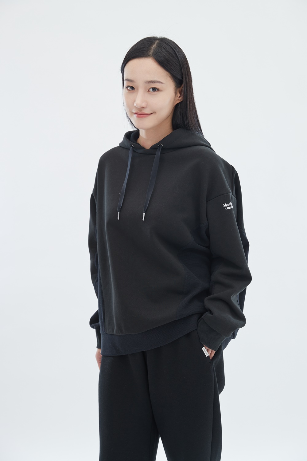 [스케쳐스 어패럴] 여성 니트 믹스 후드 티셔츠